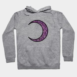 Galaxy Crescent Moon - Crescent Moon Facing Left - Galaxy Waxing Crescent Hoodie